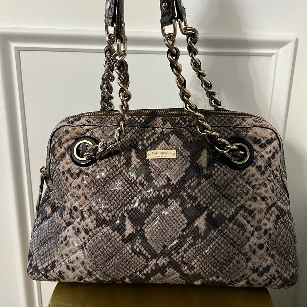 Kate Spade Gold Coast Marianne Large Brown Snake Print Bag, great used condition